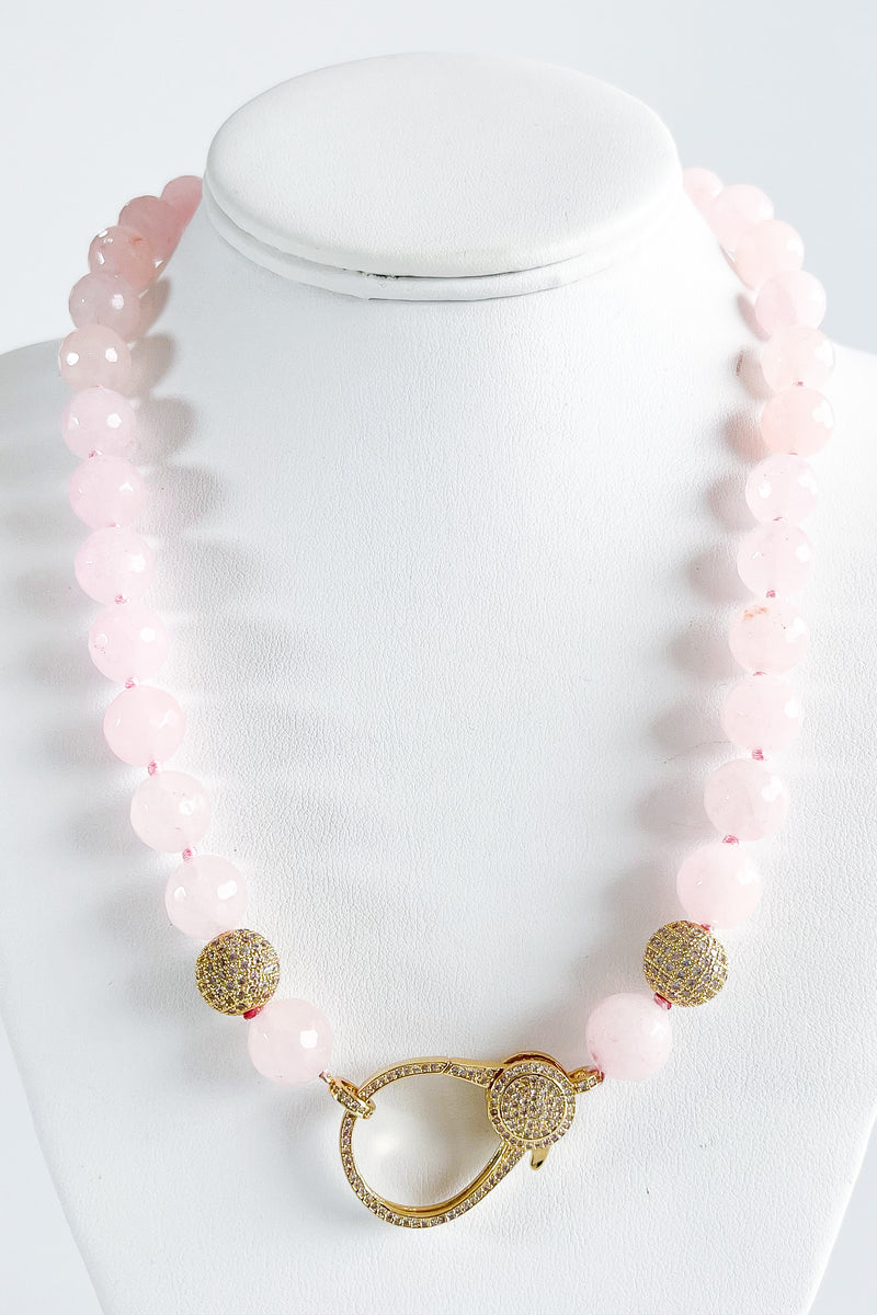 Micropave Clasp Madagascar Agate Stone Magnetic Necklace - Pink-230 Jewelry-AF Designs-Coastal Bloom Boutique, find the trendiest versions of the popular styles and looks Located in Indialantic, FL
