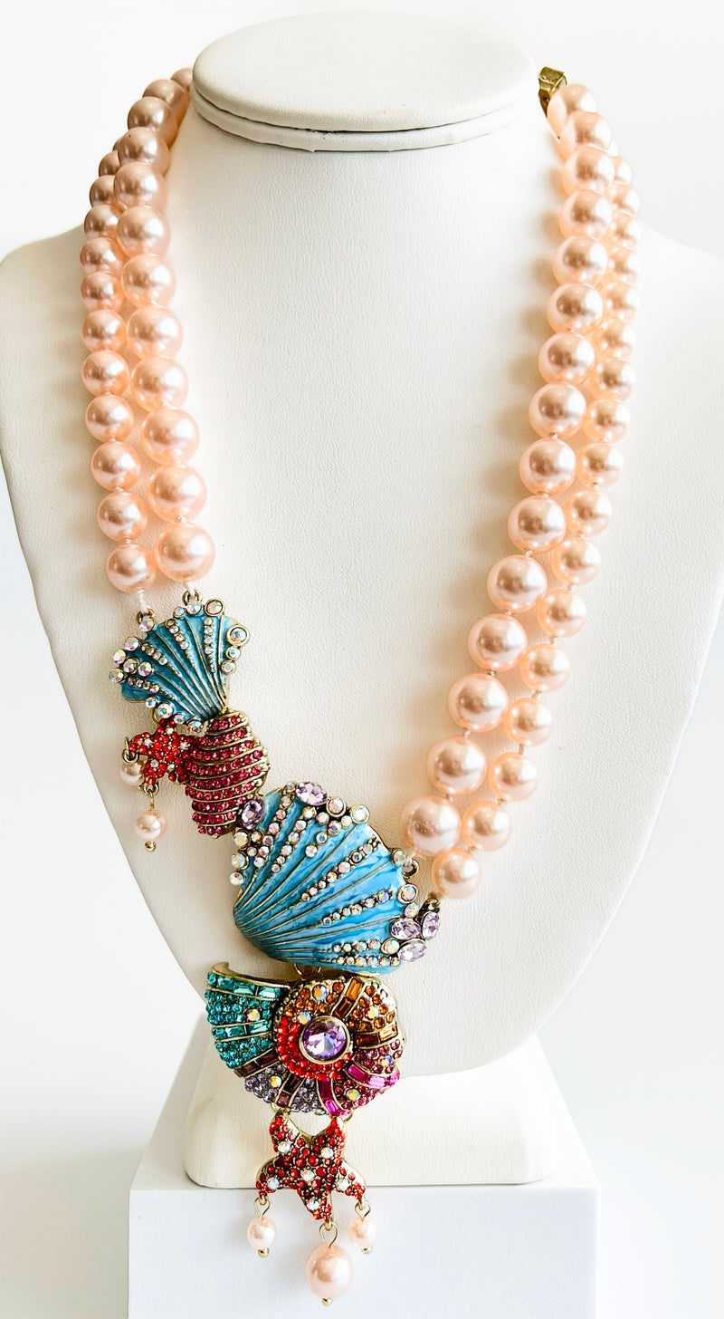 Cz Seashell Pearl Detailed Necklace-230 Jewelry-Chasing Bandits-Coastal Bloom Boutique, find the trendiest versions of the popular styles and looks Located in Indialantic, FL