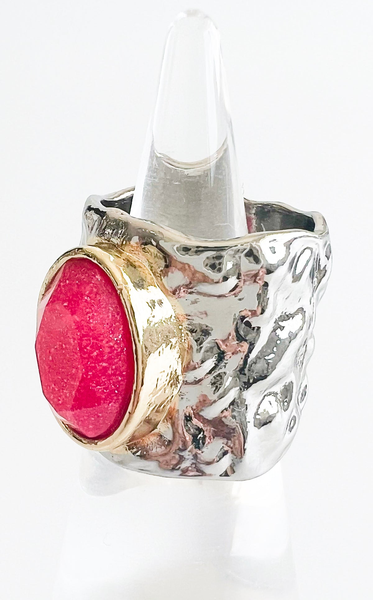Onyx Pink Stone Cuff Ring-230 Jewelry-Darling-Coastal Bloom Boutique, find the trendiest versions of the popular styles and looks Located in Indialantic, FL