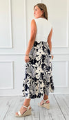 Palm Paradise Belted Midi Dress