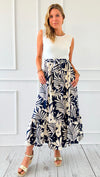 Palm Paradise Belted Midi Dress