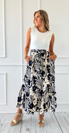Palm Paradise Belted Midi Dress
