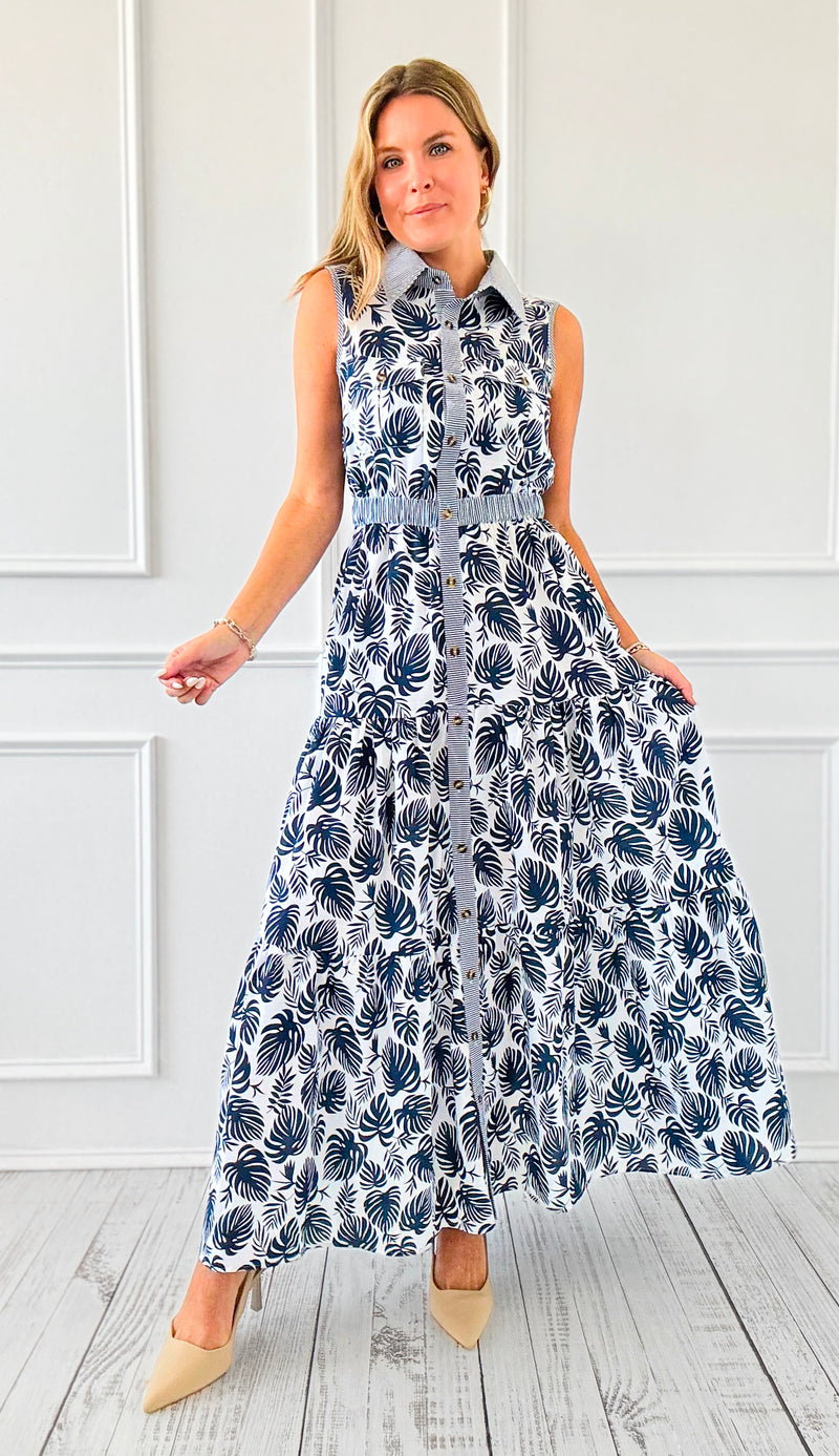 Botanic Breeze Button Maxi Dress