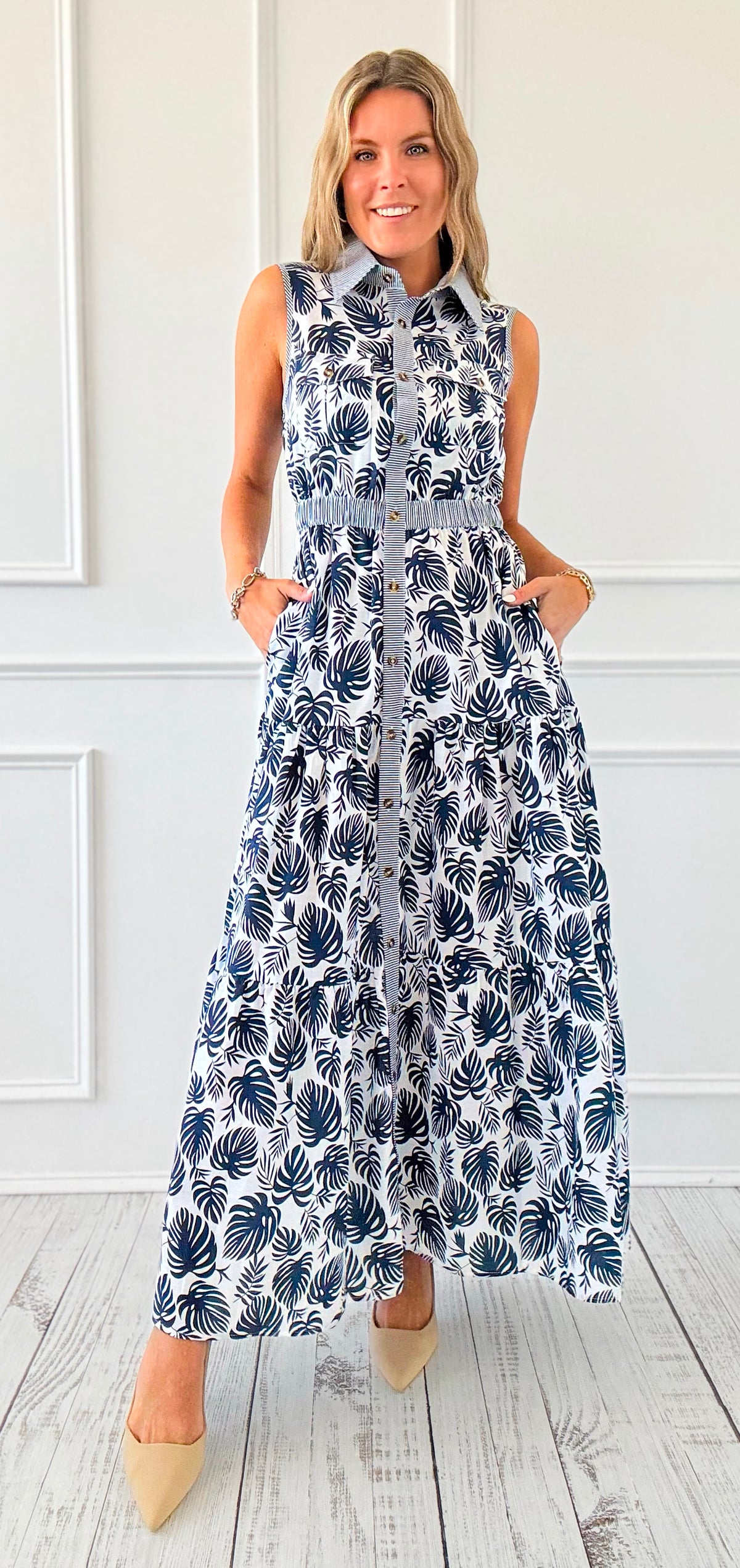 Botanic Breeze Button Maxi Dress