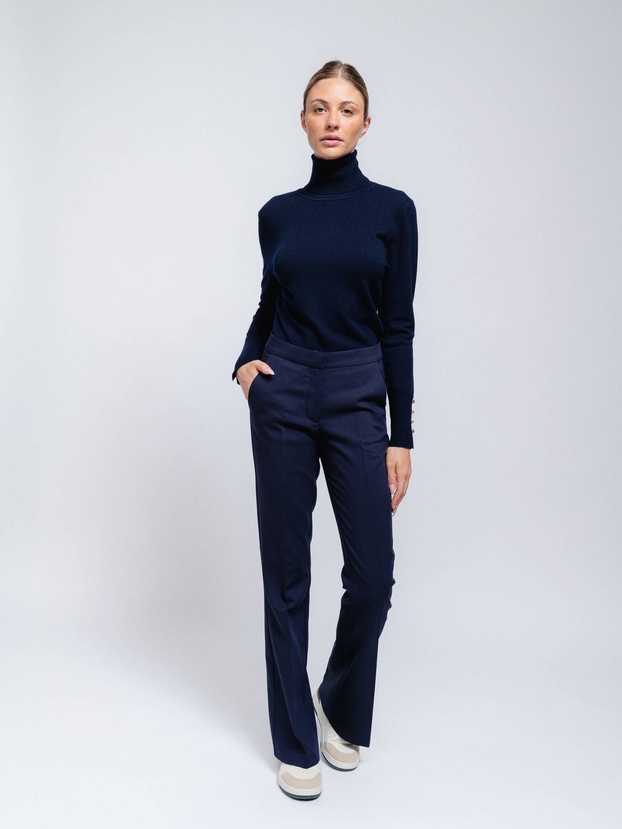 Flare Esmirna Pants - Navy-170 Bottoms-SMF-Coastal Bloom Boutique, find the trendiest versions of the popular styles and looks Located in Indialantic, FL