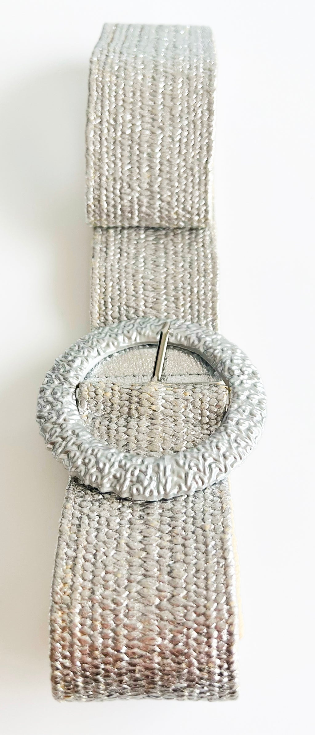 Raffia Buckle Elastic Belt - Silver – Coastal Bloom