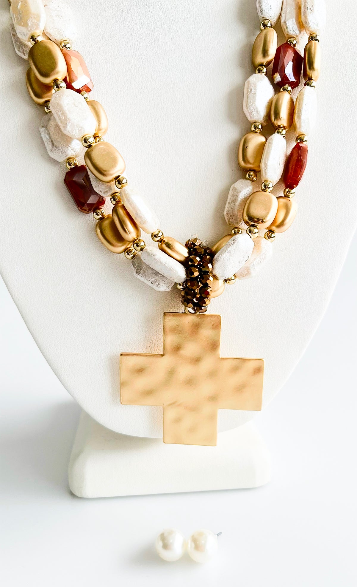 Multi-Layered Cross Pendant Necklace-230 Jewelry-NYW-Coastal Bloom Boutique, find the trendiest versions of the popular styles and looks Located in Indialantic, FL