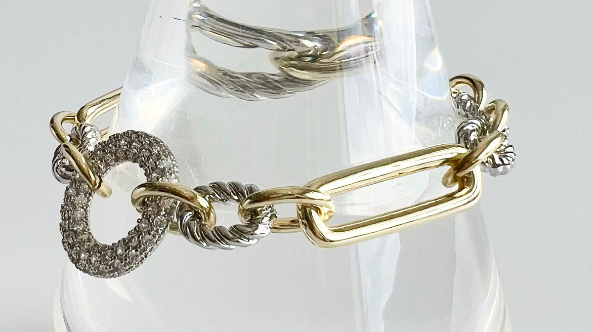 Textured Link Heart-Lock Bracelet-230 Jewelry-NYW-Coastal Bloom Boutique, find the trendiest versions of the popular styles and looks Located in Indialantic, FL