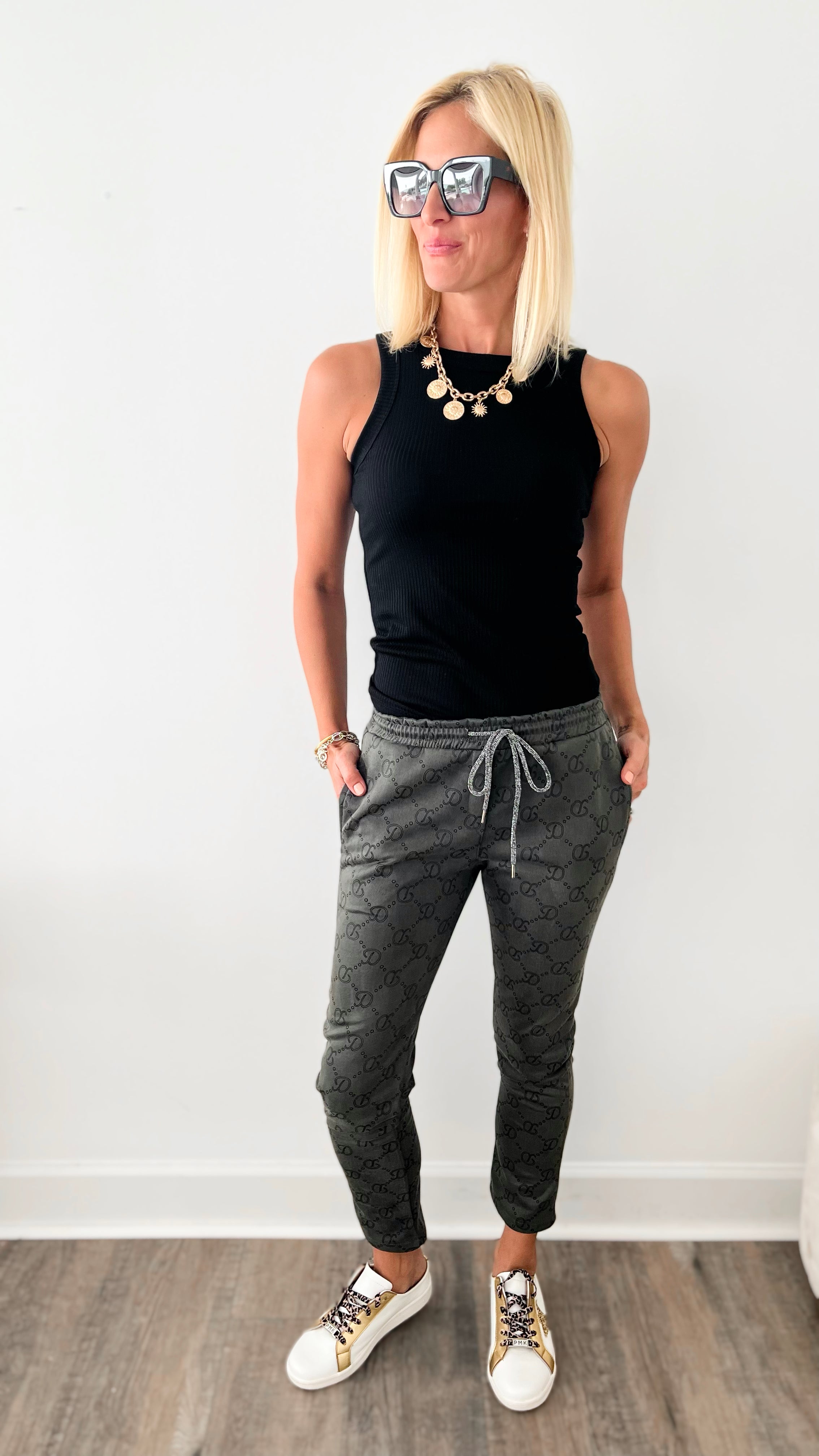 Darling Italian Joggers - Army Green-180 Joggers-Germany-Coastal Bloom Boutique, find the trendiest versions of the popular styles and looks Located in Indialantic, FL