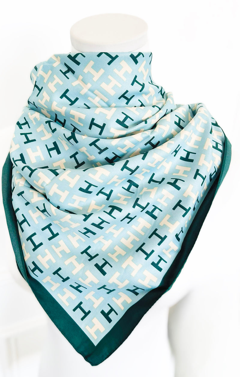Colored Edge H Lettering Scarf - Teal-260 Other Accessories-AppleJuice Accessories by Glamoure-Coastal Bloom Boutique, find the trendiest versions of the popular styles and looks Located in Indialantic, FL