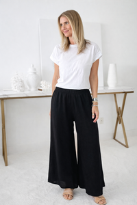Born Free Linen Italian Palazzo - Black