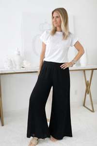 Born Free Linen Italian Palazzo - Black