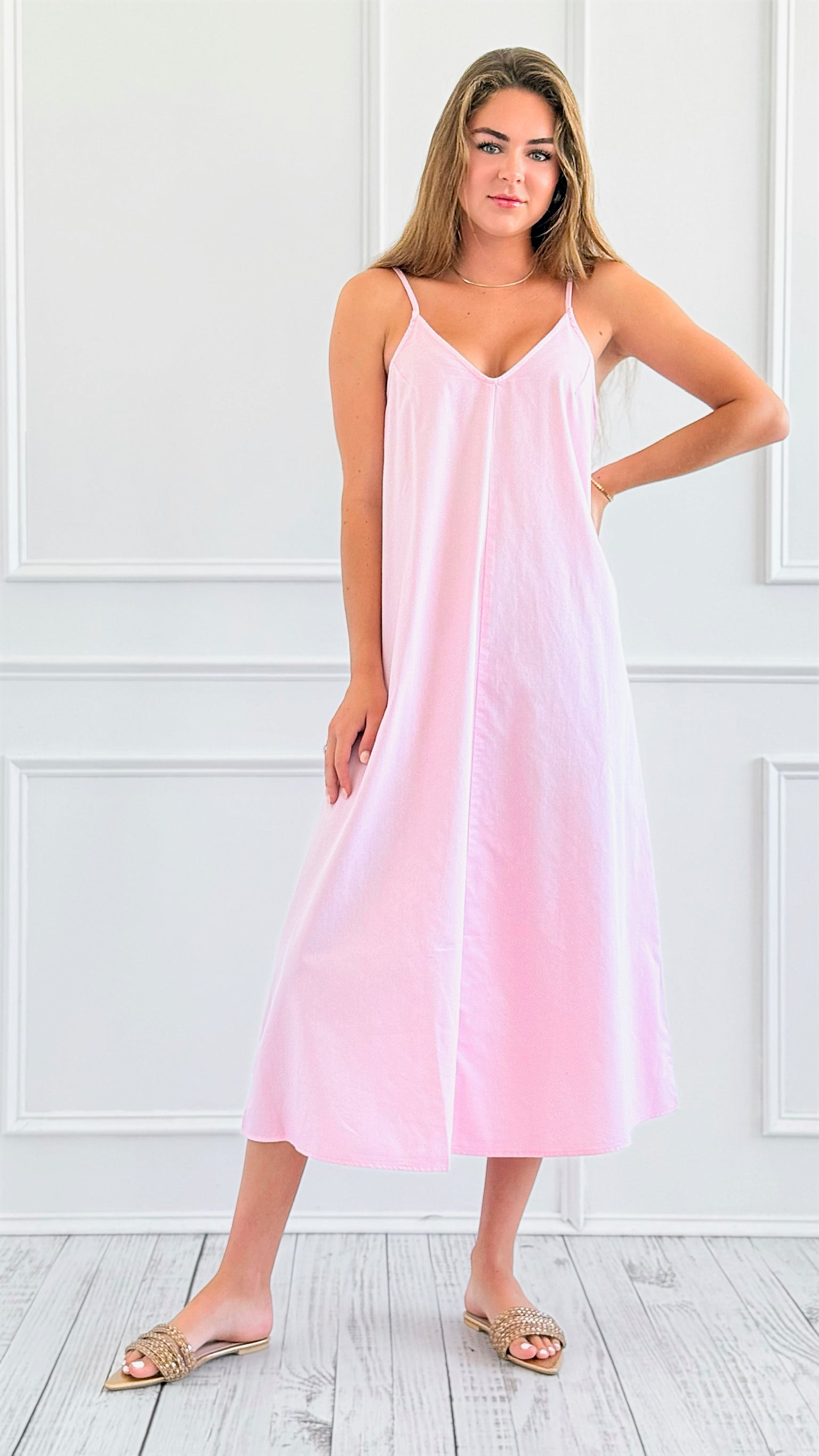 Sunday Slip Midi Dress - Soft Pink-200 Dresses/Jumpsuits/Rompers-HYFVE-Coastal Bloom Boutique, find the trendiest versions of the popular styles and looks Located in Indialantic, FL