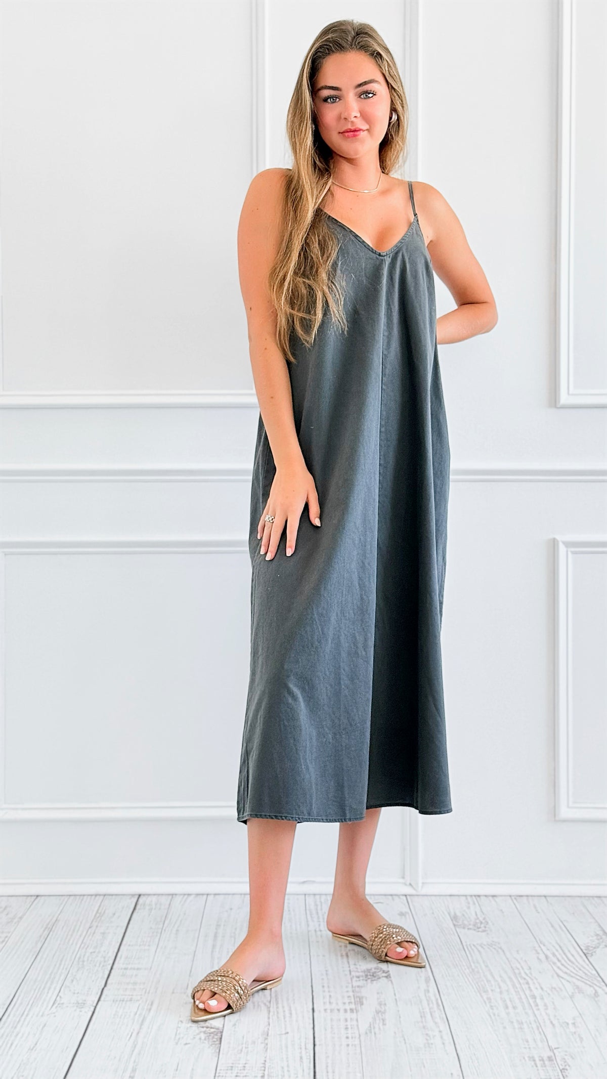 Sunday Slip Midi Dress - Black-200 Dresses/Jumpsuits/Rompers-HYFVE-Coastal Bloom Boutique, find the trendiest versions of the popular styles and looks Located in Indialantic, FL