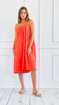 Sun-Soaked Crinkle Midi Dress - Orange-200 Dresses/Jumpsuits/Rompers-HYFVE-Coastal Bloom Boutique, find the trendiest versions of the popular styles and looks Located in Indialantic, FL