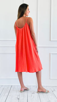 Sun-Soaked Crinkle Midi Dress - Orange-200 Dresses/Jumpsuits/Rompers-HYFVE-Coastal Bloom Boutique, find the trendiest versions of the popular styles and looks Located in Indialantic, FL