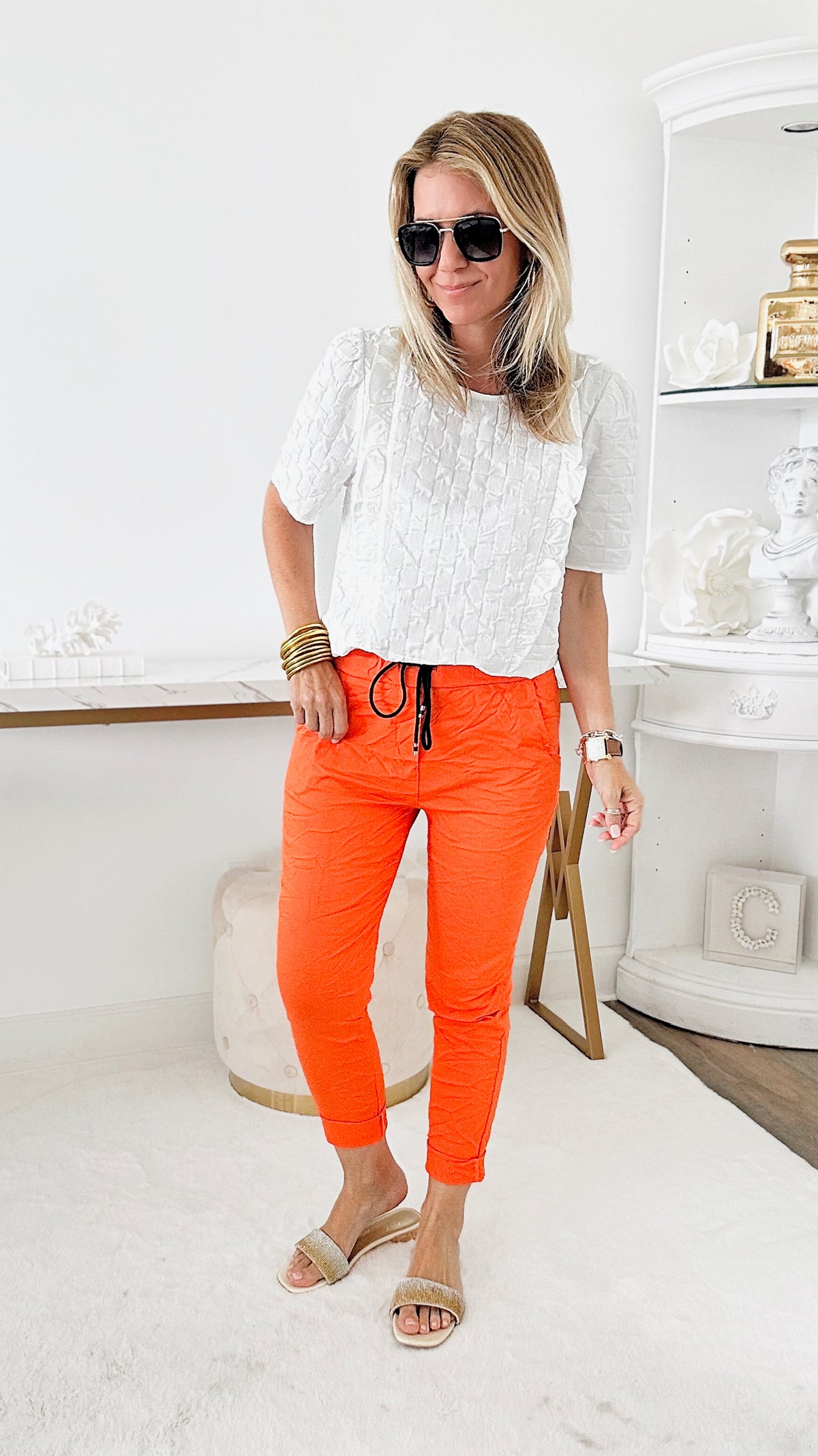 Italian Classic Moon Joggers - Orange-180 Joggers-Yolly-Coastal Bloom Boutique, find the trendiest versions of the popular styles and looks Located in Indialantic, FL