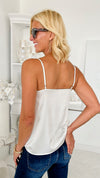 Merci Cami Top - Ivory-100 Sleeveless Tops-Zenana-Coastal Bloom Boutique, find the trendiest versions of the popular styles and looks Located in Indialantic, FL