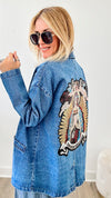 CB Custom Madonna Denim Blazer-160 Jackets-Holly/Rousseau-Coastal Bloom Boutique, find the trendiest versions of the popular styles and looks Located in Indialantic, FL