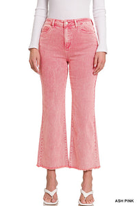 Acid Washed Hem Bootcut Pants - Ash Pink-170 Bottoms-Zenana-Coastal Bloom Boutique, find the trendiest versions of the popular styles and looks Located in Indialantic, FL