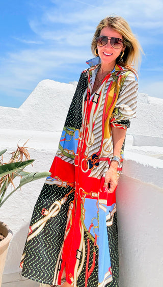 Bit & Bridle Italian Button Long Dress