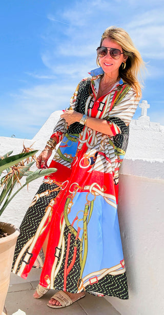 Bit & Bridle Italian Button Long Dress