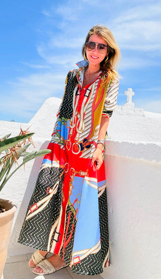 Bit & Bridle Italian Button Long Dress