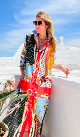 Bit & Bridle Italian Button Long Dress