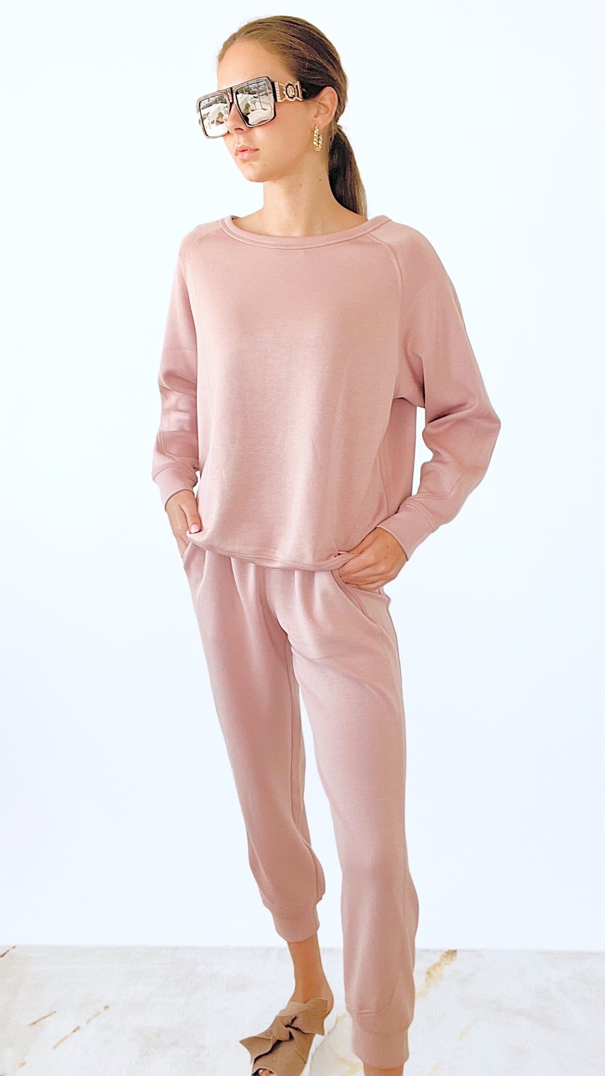 Elevated Lounge Set- Rose-210 Loungewear/Sets-Mono B-Coastal Bloom Boutique, find the trendiest versions of the popular styles and looks Located in Indialantic, FL