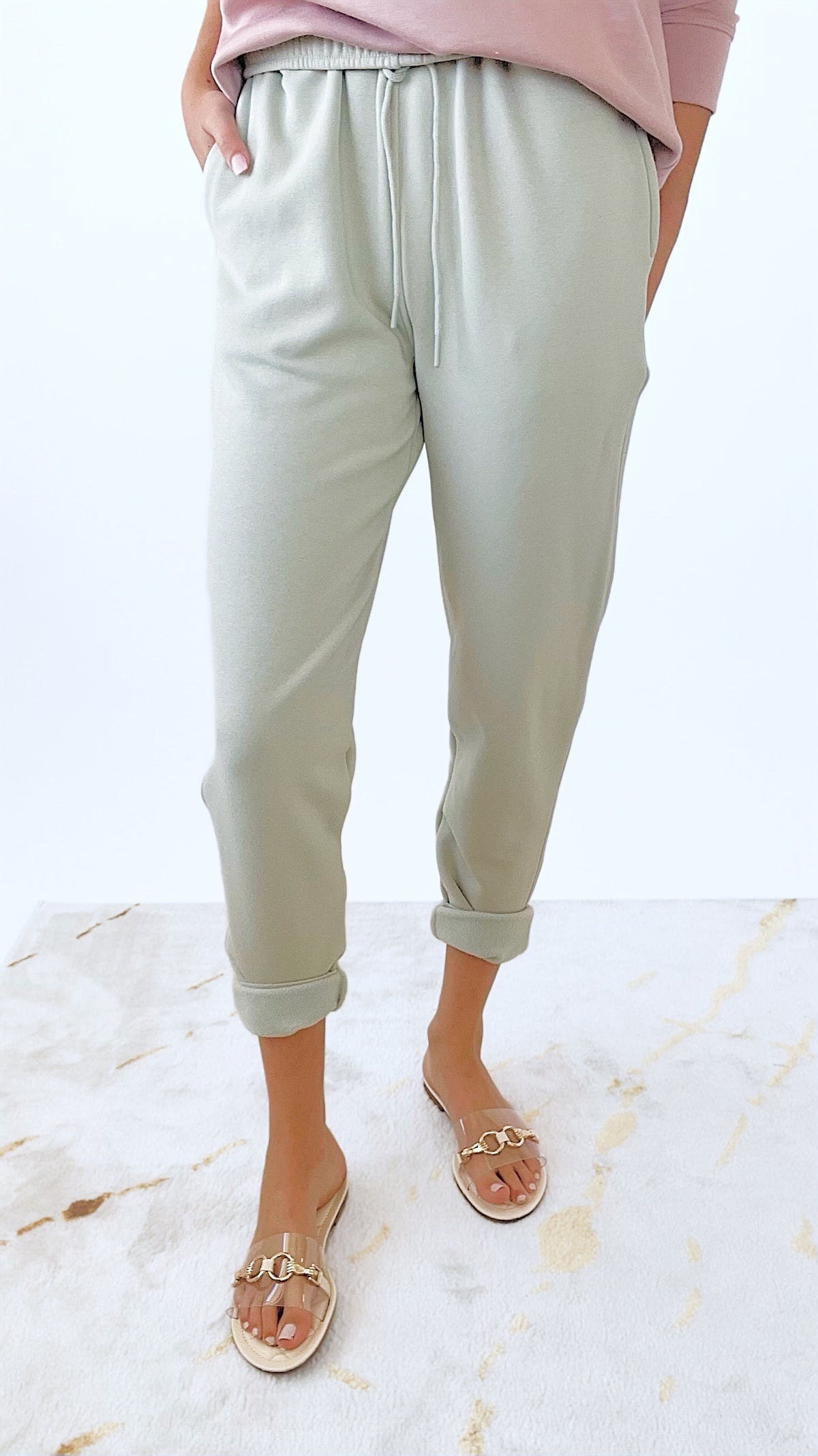 Sweatpants with Tapered Leg-210 Loungewear/Sets-Mono B-Coastal Bloom Boutique, find the trendiest versions of the popular styles and looks Located in Indialantic, FL