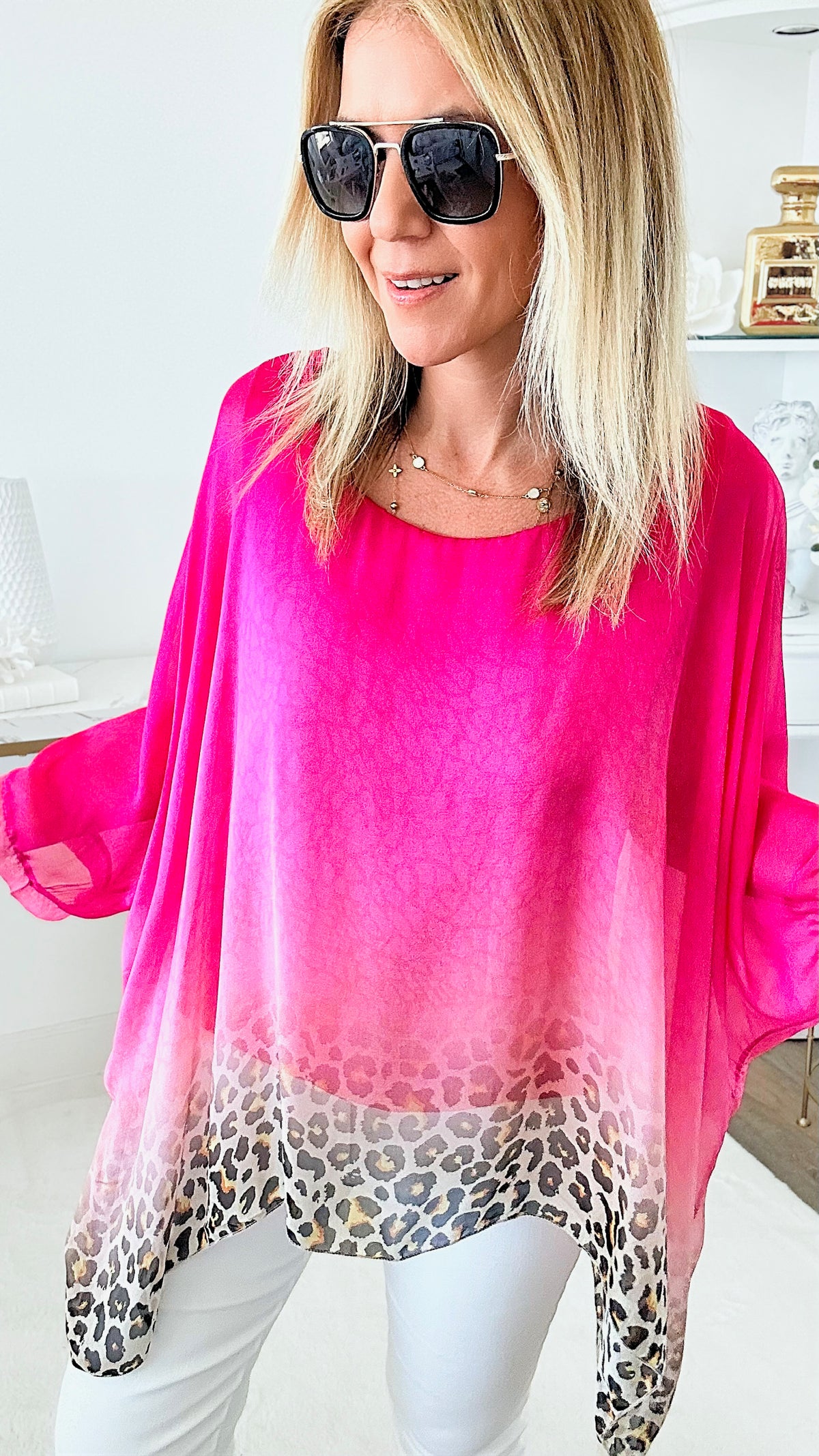 Wild Flowy Italian Top - Fuchsia-110 Short Sleeve Tops-Yolly-Coastal Bloom Boutique, find the trendiest versions of the popular styles and looks Located in Indialantic, FL
