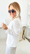 Comfy Boss Long Sleeve Blazer - White-160 Jackets-MOA COLLECTION-Coastal Bloom Boutique, find the trendiest versions of the popular styles and looks Located in Indialantic, FL