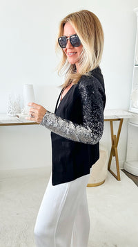 Sequin Sleeve Jacket-160 Jackets-High MJ-Coastal Bloom Boutique, find the trendiest versions of the popular styles and looks Located in Indialantic, FL