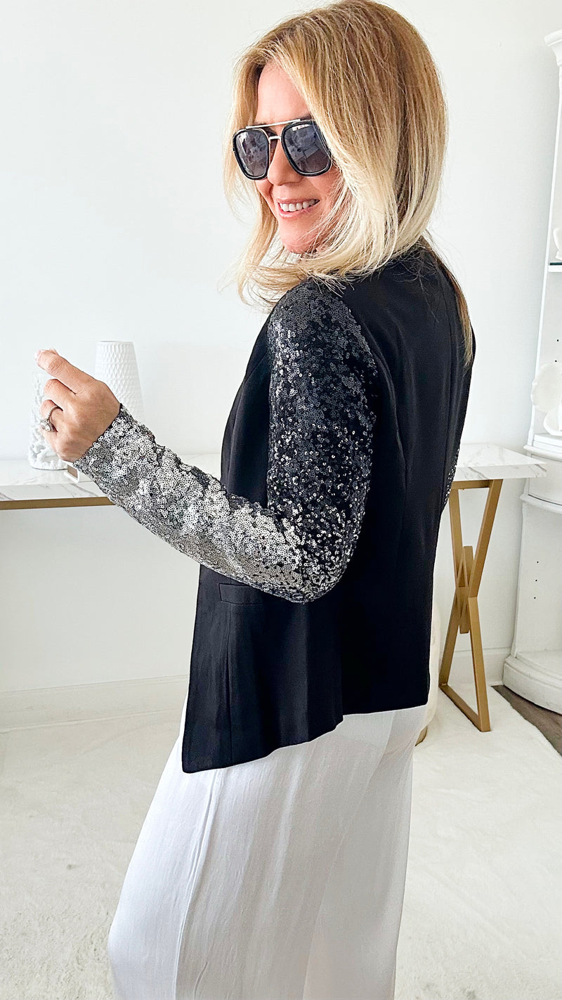 Sequin Sleeve Jacket-160 Jackets-High MJ-Coastal Bloom Boutique, find the trendiest versions of the popular styles and looks Located in Indialantic, FL
