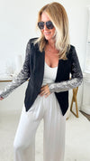 Sequin Sleeve Jacket-160 Jackets-High MJ-Coastal Bloom Boutique, find the trendiest versions of the popular styles and looks Located in Indialantic, FL