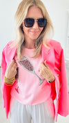 Sequin Champagne Sweatshirt - Pink-130 Long Sleeve Tops-Why Dress-Coastal Bloom Boutique, find the trendiest versions of the popular styles and looks Located in Indialantic, FL