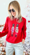 Embroidered Nutcracker Sweatshirt - Red-140 Sweaters-WHY DRESS-Coastal Bloom Boutique, find the trendiest versions of the popular styles and looks Located in Indialantic, FL