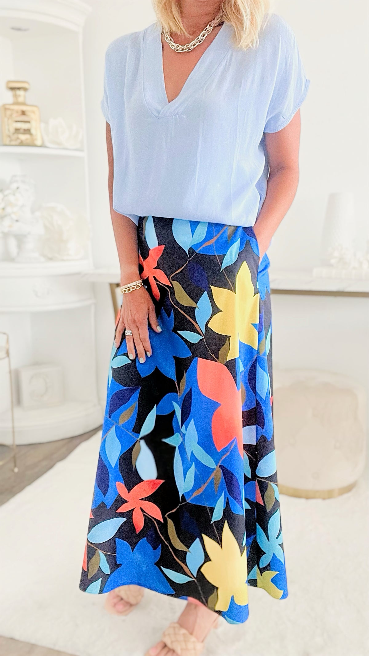 Poppy Midi Skirt-170 Bottoms-TOUCHE PRIVE-Coastal Bloom Boutique, find the trendiest versions of the popular styles and looks Located in Indialantic, FL