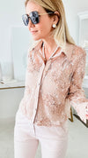 Double Layer Button Down Shirt-130 Long Sleeve Tops-PASTEL DESIGN-Coastal Bloom Boutique, find the trendiest versions of the popular styles and looks Located in Indialantic, FL