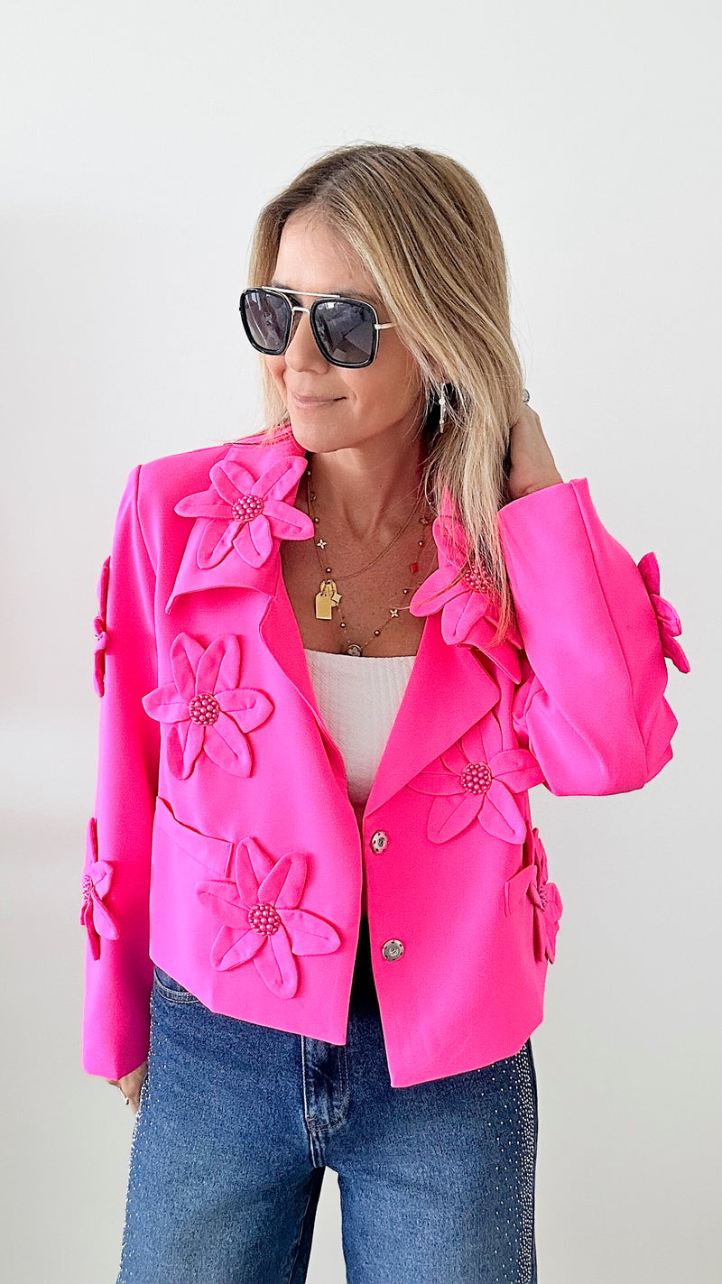Hot Pink Popping Petunia Blazer-160 Jackets-LA' ROS-Coastal Bloom Boutique, find the trendiest versions of the popular styles and looks Located in Indialantic, FL