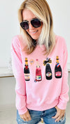 Champagne Obsessed Sweatshirt - Pink-130 Long Sleeve Tops-Why Dress-Coastal Bloom Boutique, find the trendiest versions of the popular styles and looks Located in Indialantic, FL