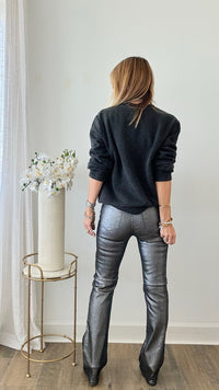 Hendrix Gunmetal Metallic Bootcut Jeans-170 Bottoms-Vibrant M.i.U-Coastal Bloom Boutique, find the trendiest versions of the popular styles and looks Located in Indialantic, FL