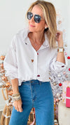 Yacht Club Puff Sleeve Blouse-130 Long Sleeve Tops-MAZIK-Coastal Bloom Boutique, find the trendiest versions of the popular styles and looks Located in Indialantic, FL