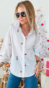 Yacht Club Puff Sleeve Blouse-130 Long Sleeve Tops-MAZIK-Coastal Bloom Boutique, find the trendiest versions of the popular styles and looks Located in Indialantic, FL