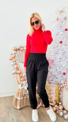 Paperbag Jogger Pants - Black-170 Bottoms-HYFVE-Coastal Bloom Boutique, find the trendiest versions of the popular styles and looks Located in Indialantic, FL