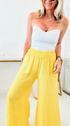 Born Free Linen Italian Palazzo - Sunny Yellow-170 Bottoms-Germany-Coastal Bloom Boutique, find the trendiest versions of the popular styles and looks Located in Indialantic, FL