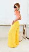 Born Free Linen Italian Palazzo - Sunny Yellow-170 Bottoms-Germany-Coastal Bloom Boutique, find the trendiest versions of the popular styles and looks Located in Indialantic, FL