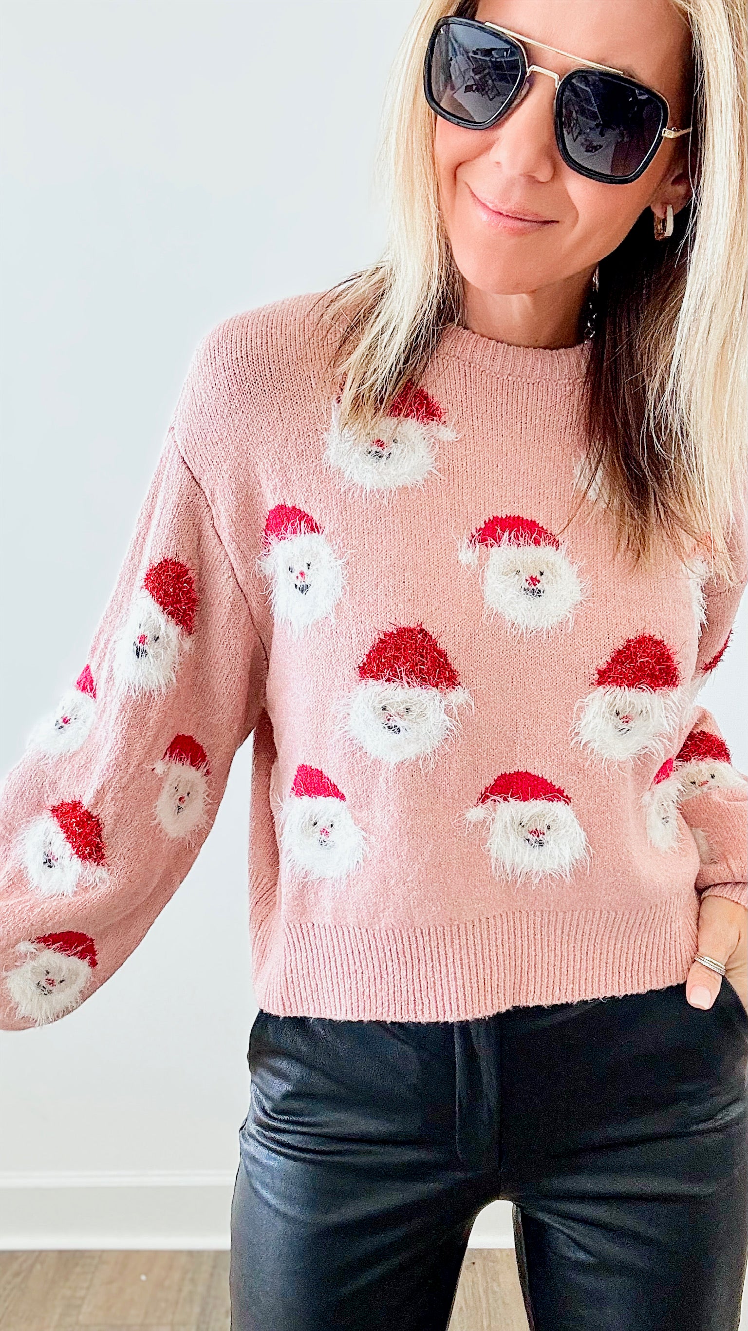 Santa Baby Sweater - Blush-140 Sweaters-Miss Sparkling-Coastal Bloom Boutique, find the trendiest versions of the popular styles and looks Located in Indialantic, FL