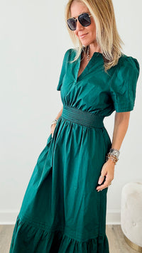 Sunday Best Poplin Maxi Dress - Emerald-200 dresses/jumpsuits/rompers-SUGARLIPS-Coastal Bloom Boutique, find the trendiest versions of the popular styles and looks Located in Indialantic, FL