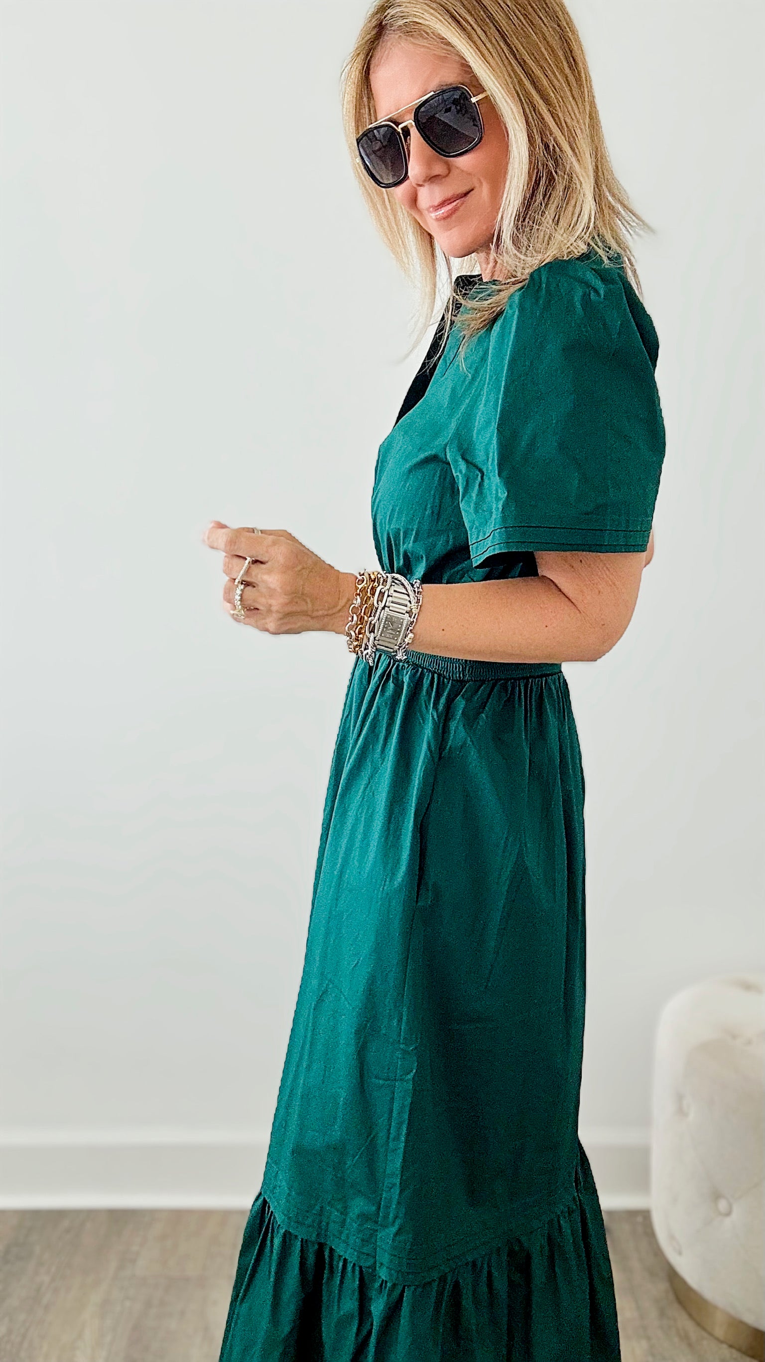 Sunday Best Poplin Maxi Dress - Emerald-200 dresses/jumpsuits/rompers-SUGARLIPS-Coastal Bloom Boutique, find the trendiest versions of the popular styles and looks Located in Indialantic, FL